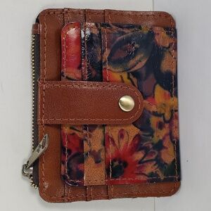 NEW PATRICIA NASH CASSIS ID CASE CREDIT CARD COIN WALLET LEATHER BROWN FLORAL
